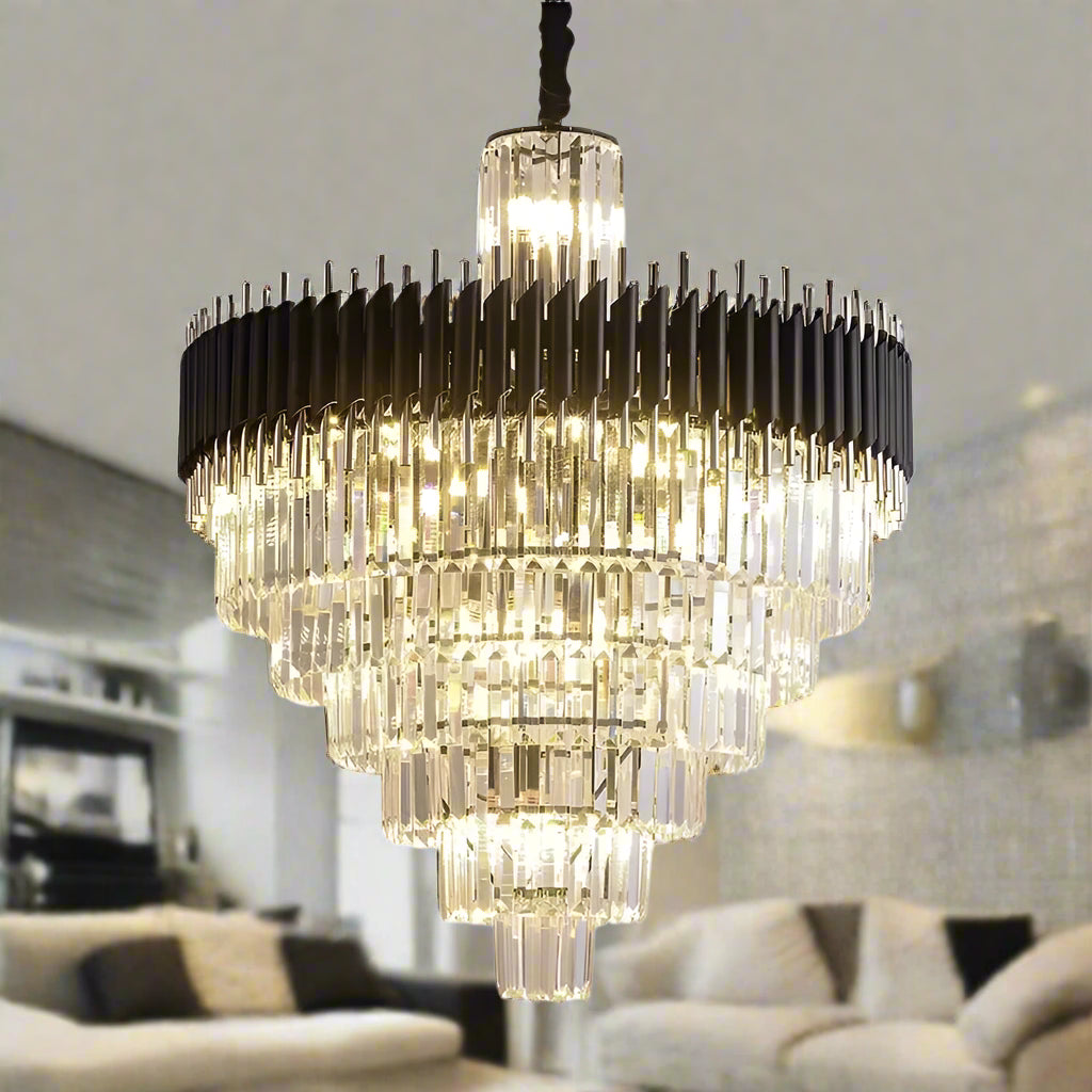 New Peri Modern Crystal Chandelier with K9 Crystal and High-Quality Metal Frame, Featuring E14 LED Bulbs for Energy-Efficient Lighting in Luxury Interior Design