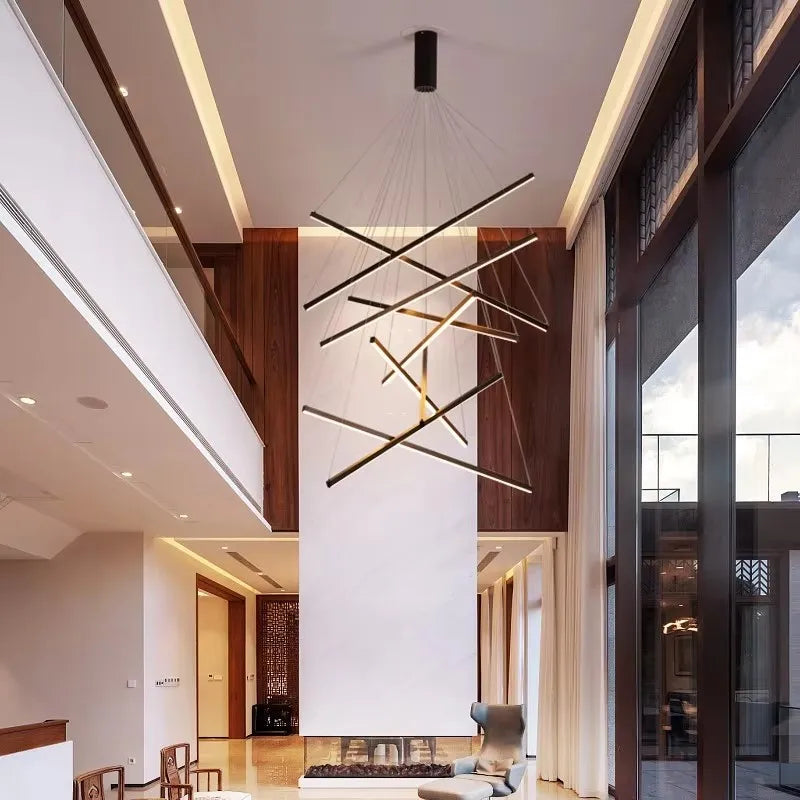 Tronix Modern Nordic LED Chandelier – sleek hanging light with iron, aluminum, and silicone body, energy-efficient LED chip, perfect for staircases, living rooms, dining areas, bedrooms, lobbies, and restaurants.