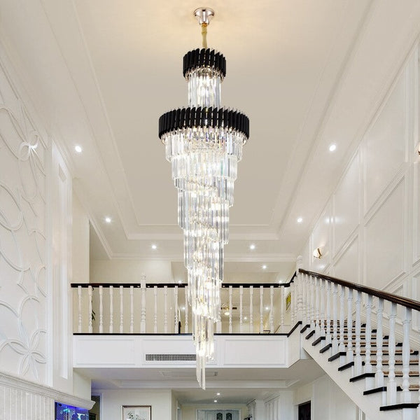 Lights of Scandinavia - Imperial - When only the best is good enough. Grand luxurious crystal chandelier suitable for staircases or grand lobbies. Stainless steel framework combined with high-grade K9 crystals and modern LED light sources. A modern heart encapsulated in a luxurious classic design. Imperial won't leave anyone indifferent. Luxury modern crystal chandelier for staircase Long loft black cristal light fixture villa lobby living room decor hang lighting